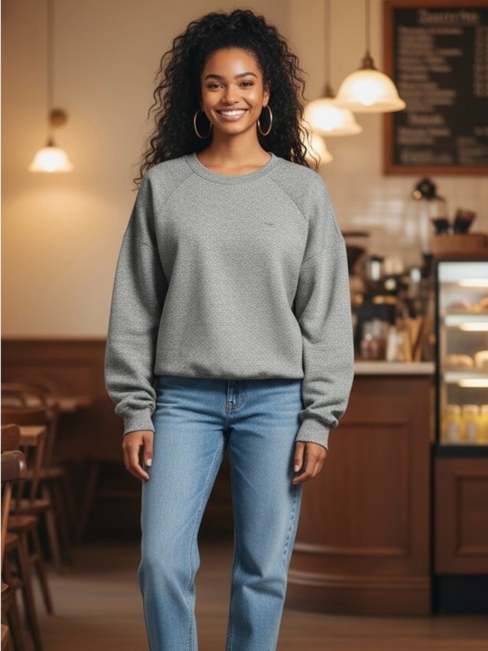 Lazypants Relaxed Fit Women's Crewneck Sweat Shirt, XL